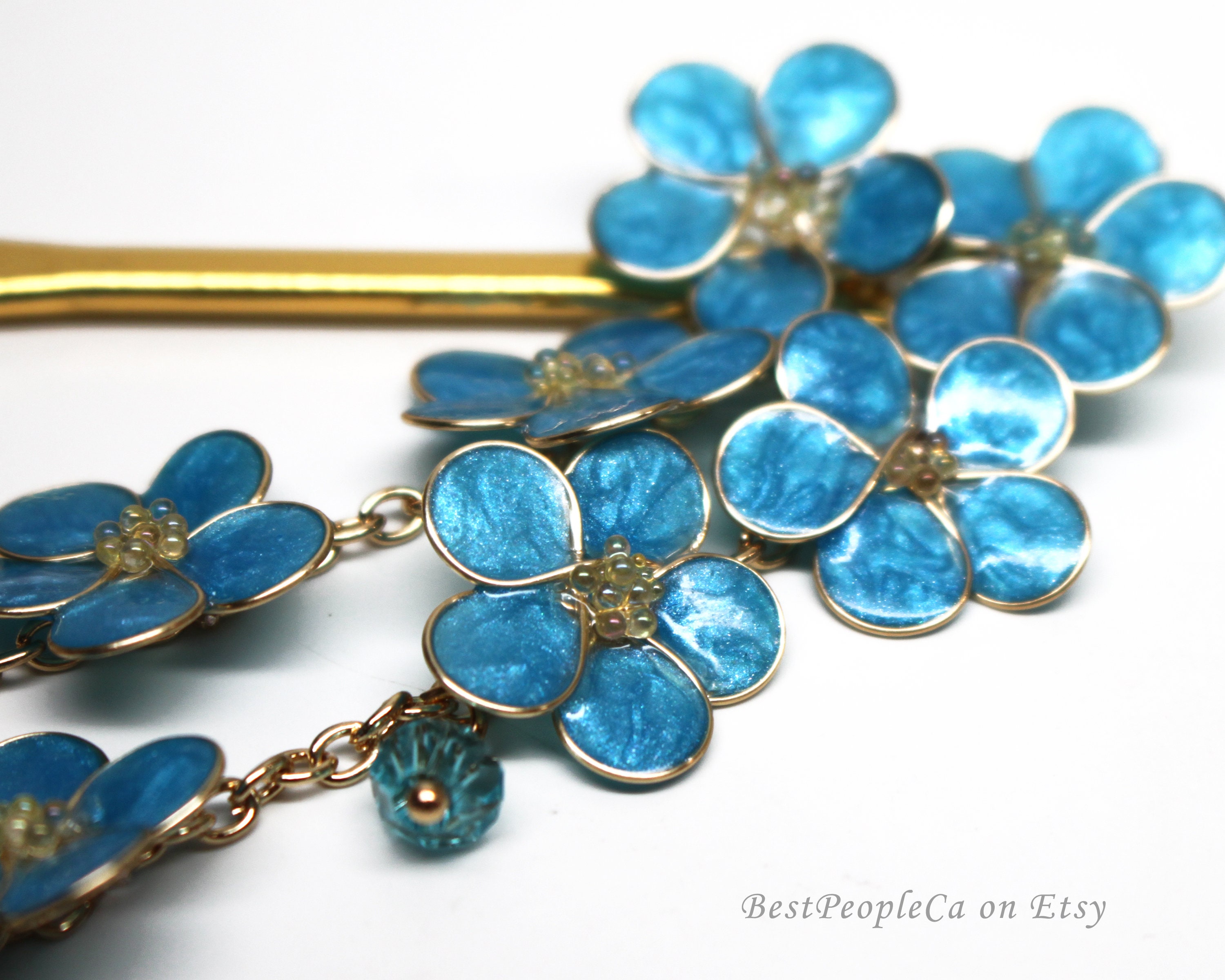Forget-me-not Resin Japanese Tsumami Kanzashi Hair Stick Forget-me-not Resin Japanese Tsumami Kanzashi Hair Stick