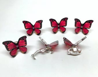 Red Butterfly Hair Clips: Whimsical Hair Jewelry Set