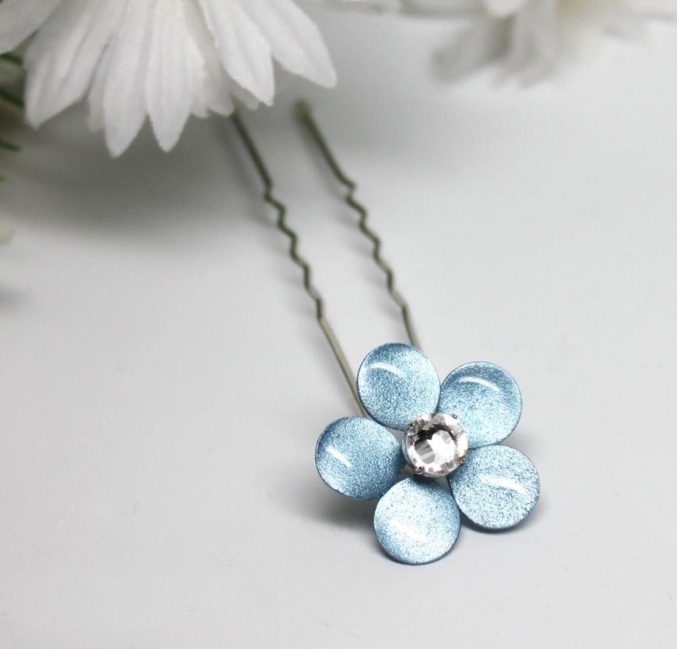Bride Wars 'something Blue' Flower Hair Pin: Bridal Crystal