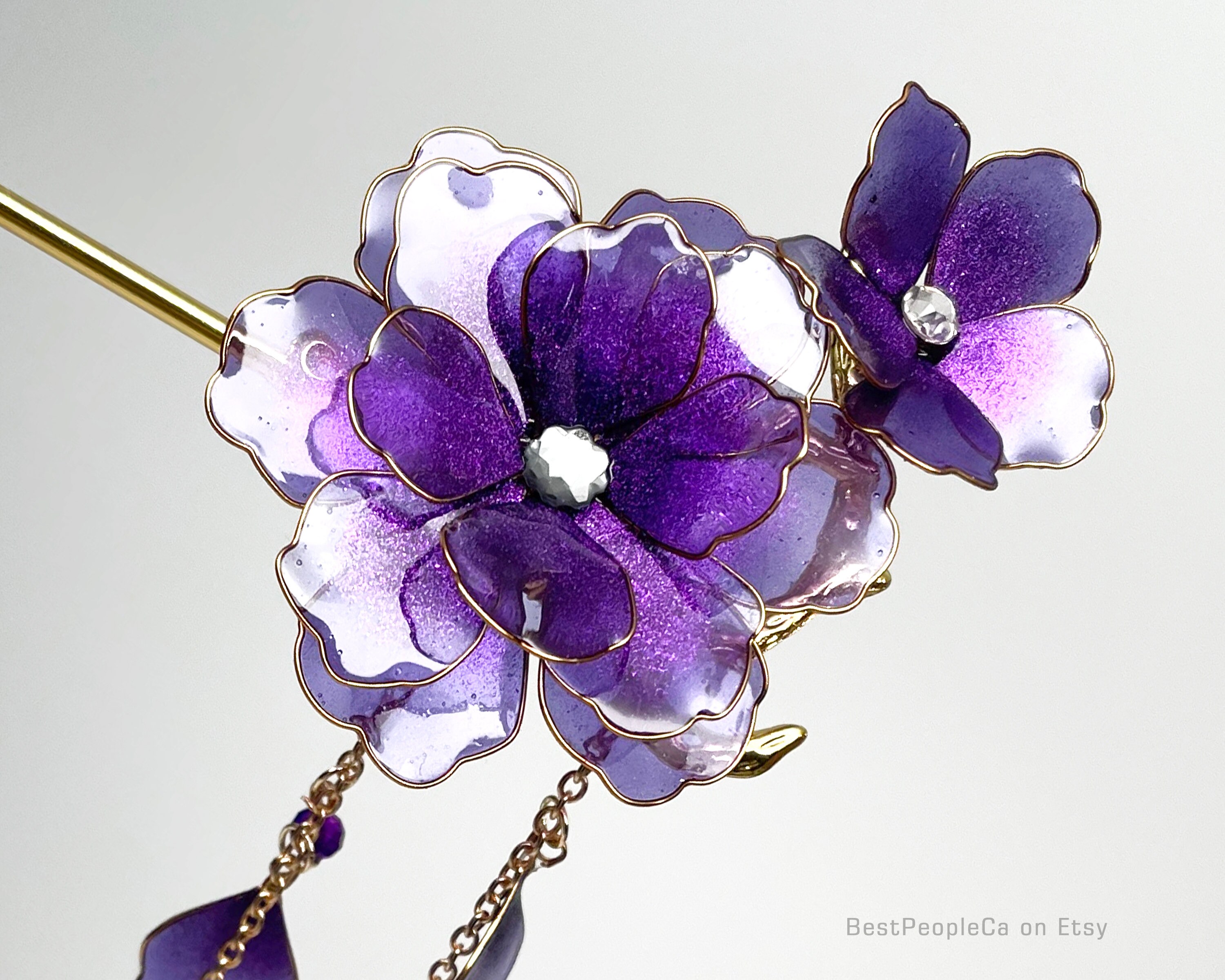 Resina Flores púrpuras Palo pelo Detalles - España