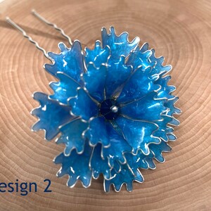 Blue Cornflower Handmade Hairpin: Rustic Chic Floral Accessory, country wedding, something blue, unique gift for her, price for one hairpin Design 2