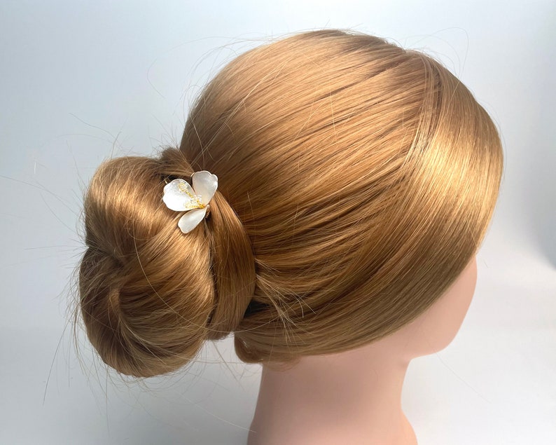 Wedding Hair Accessories Handmade Hair Pin Shimmering Pearl White Flower, Bridal Hair Fork Price for 1 pin. image 4
