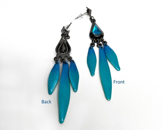 RAIDIN Blue Peacock Acrylic Dangle Earrings - Hypoallergenic Gift For Women & Bird Lovers