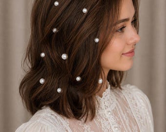 Pearl Hair Magnets Set of 14, Floating  Accessories, Magnetic Pearls for Hair, Bridal Wedding Jewelry