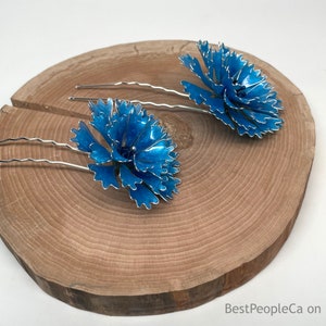 Blue Cornflower Handmade Hairpin: Rustic Chic Floral Accessory, country wedding, something blue, unique gift for her, price for one hairpin image 3