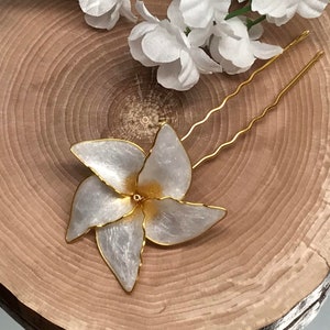 Sampaguita Hairpin Handmade Hair Pin Philippines Flower, Jasminum, Bridal flower White, hair jewelry best Romantic gift  for Her Love gift