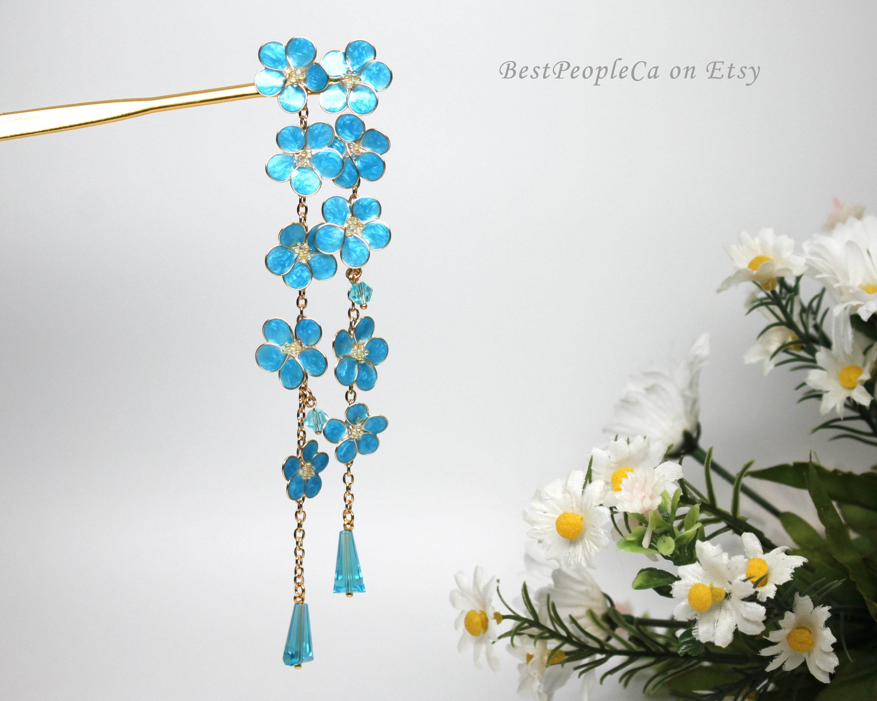 Forget-me-not Resin Japanese Tsumami Kanzashi Hair Stick Forget-me-not Resin Japanese Tsumami Kanzashi Hair Stick