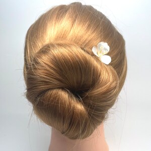 Wedding Hair Accessories Handmade Hair Pin Shimmering Pearl White Flower, Bridal Hair Fork Price for 1 pin. image 2