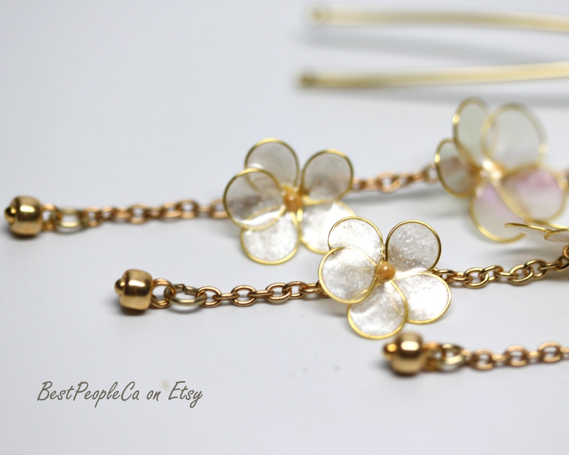 Sakura Resin Japanese Tsumami Kanzashi Hair Pin Stick Gold Etsy