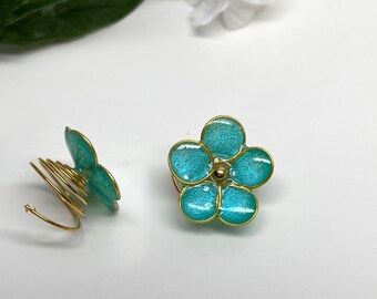 Forget-Me-Not Hair Swirls: Handmade Flower Hair Pins, Set of 3
