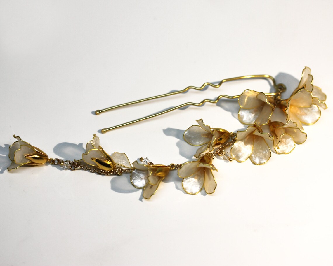 Hairpin Hair Stick Dangle Resin Japanese Tsumami Kanzashi Gold Etsy