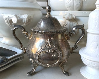 FRENCH Français sugar bowl, récipient à sucre, style baroque, Hollywood Regency, rococo chic, richement décoré, style Louis XV