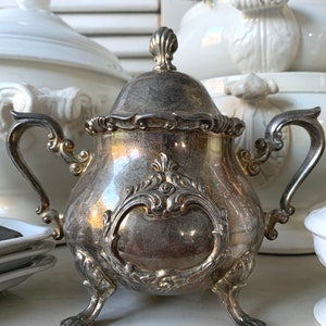 FRENCH sugar bowl, Baroque style, Hollywood Regency, Rococo Chic, ornate, Louis XV style image 6