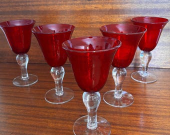 Red Goblets, Artland Iris Blown with Bubbles - CHOICE