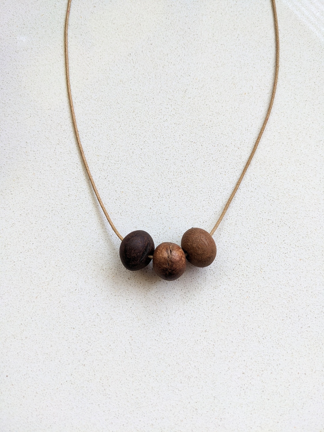 Australian Recycled Wood Bead Necklace Sustainable Sensory Tactile