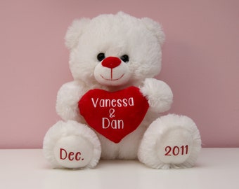 Personalized Teddy Bear with Heart | Valentine's Day Teddy Bear | Anniversary Teddy Bear