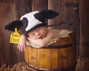 Adorable Original Newborn Cow Hat   designed and created by Pamela Husereau