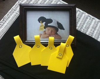 Set of Five Identification TAGS for Newborn Cow Hat