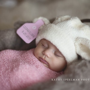 Pattern Newborn Little Lamb Hat with Identification Tag