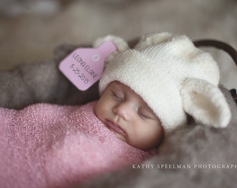 Pattern Newborn Little Lamb Hat with Identification Tag