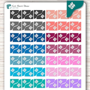 May include: A sheet of 48 colorful stickers with the text "DAY OFF" in white. The stickers are in various colors, including pink, blue, green, and purple. Each sticker has a curved design with a white border.