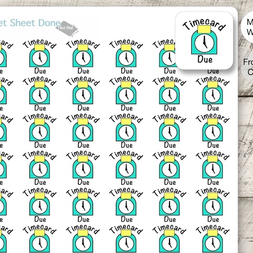 TIMECARD DUE STICKERS Mini Time Card Planner Calendar Ec - Etsy