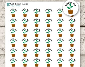 Plant Planner Stickers / 54 Fun Vinyl Stickers (1/2”) / Water Plants Reminder Care Fertilize / Essential Productivity Bujo Planner Stickers