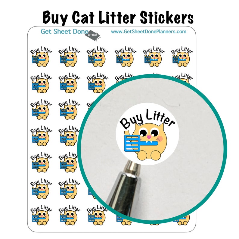 BUY KITTY LITTER Stickers Mini Reminder Cat Food Planner Etsy