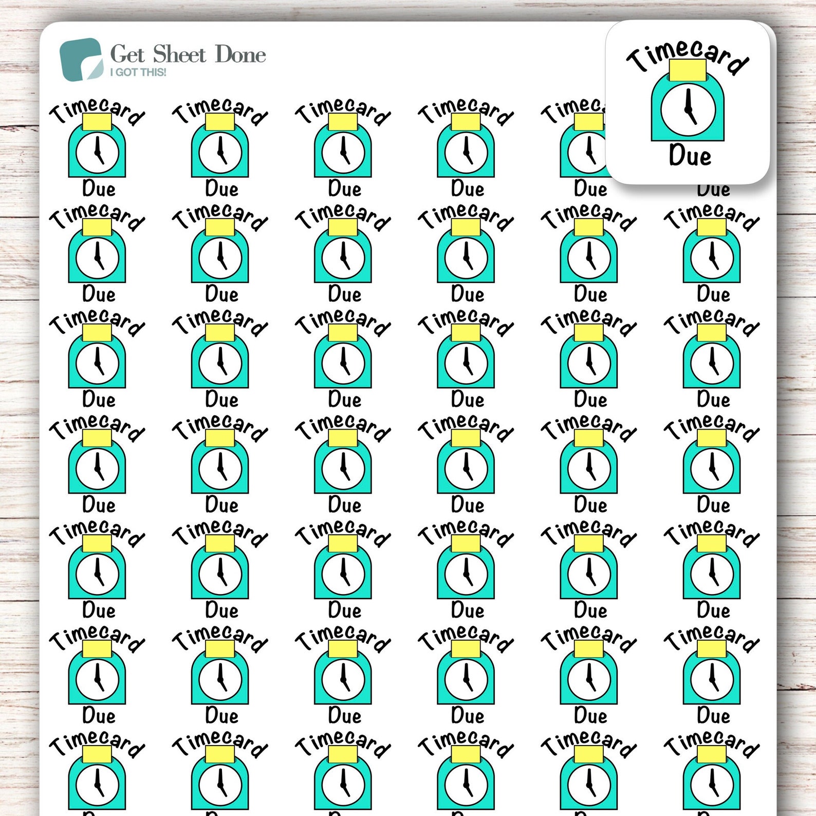 Time Card Planner Stickers/timecard Planner Calendar Stickers Sheet ...