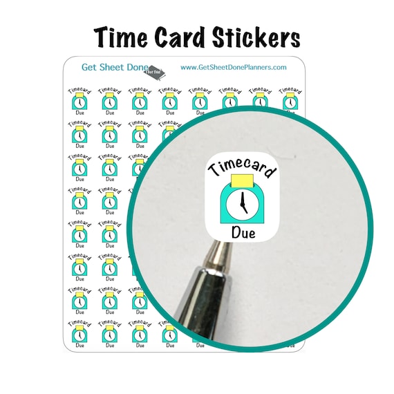 TIMECARD DUE STICKERS mini time card Planner Calendar ec | Etsy