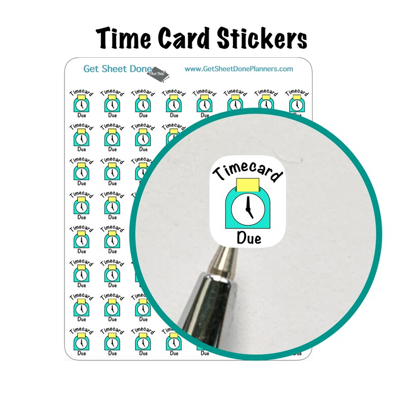 TIMECARD DUE STICKERS mini time card Planner Calendar ec Etsy