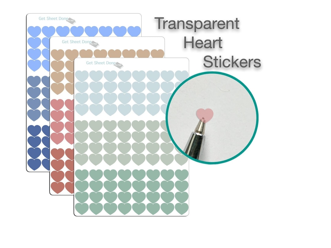 Transparent Heart Planner Stickers/vinyl Planner Sticker Sheet ...