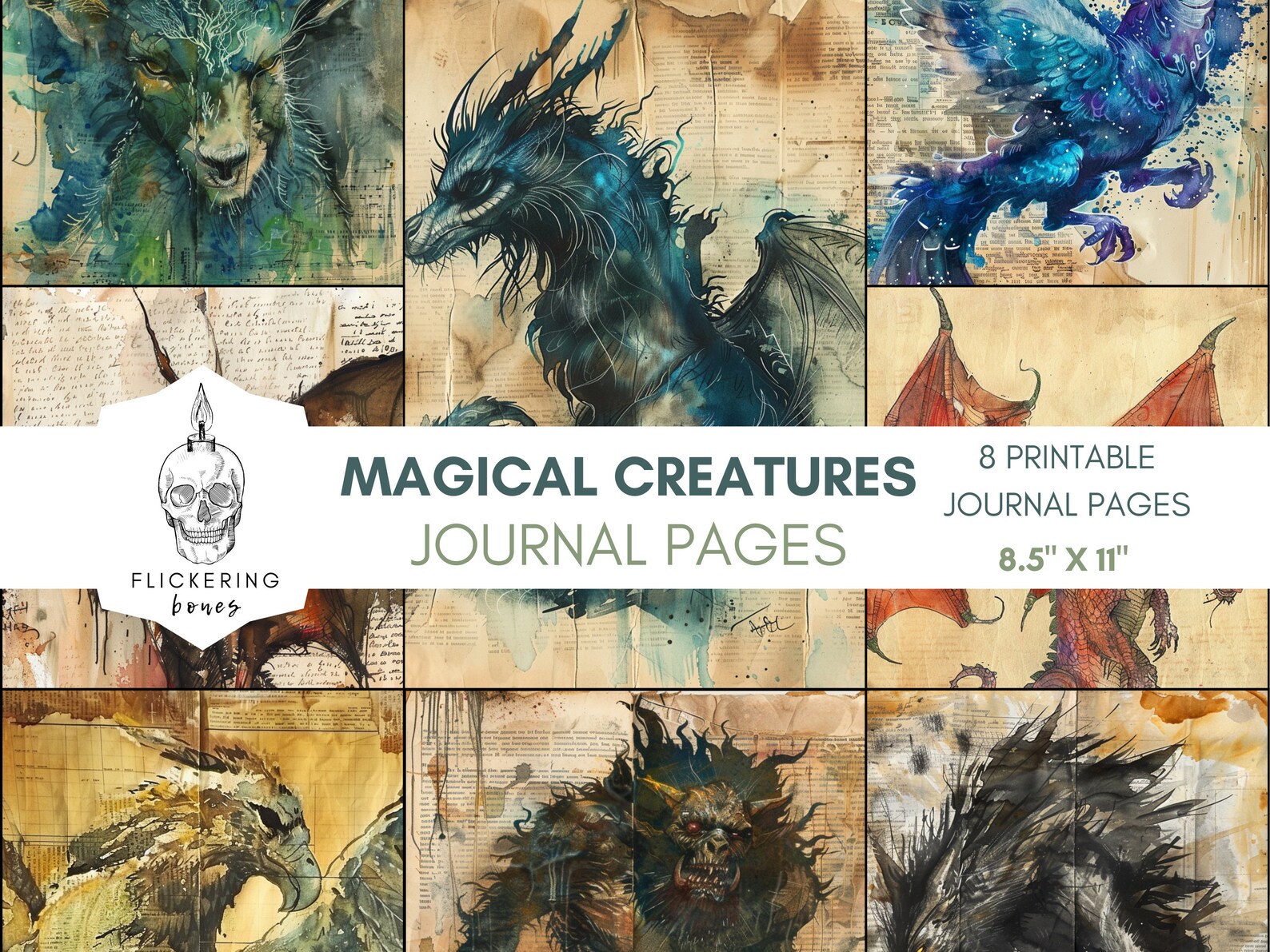 Fantasy Creatures Junk Journal Printables - Magical Digital Papers ...