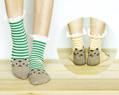 Cat Lace Socks, Ankle Socks, animal Socks, Knitted Socks, Leg Warmer, kitty socks, socks, women's socks