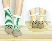 Cat Lace Socks, Ankle Socks, animal Socks, Knitted Socks, Leg Warmer, kitty socks, socks, women's socks