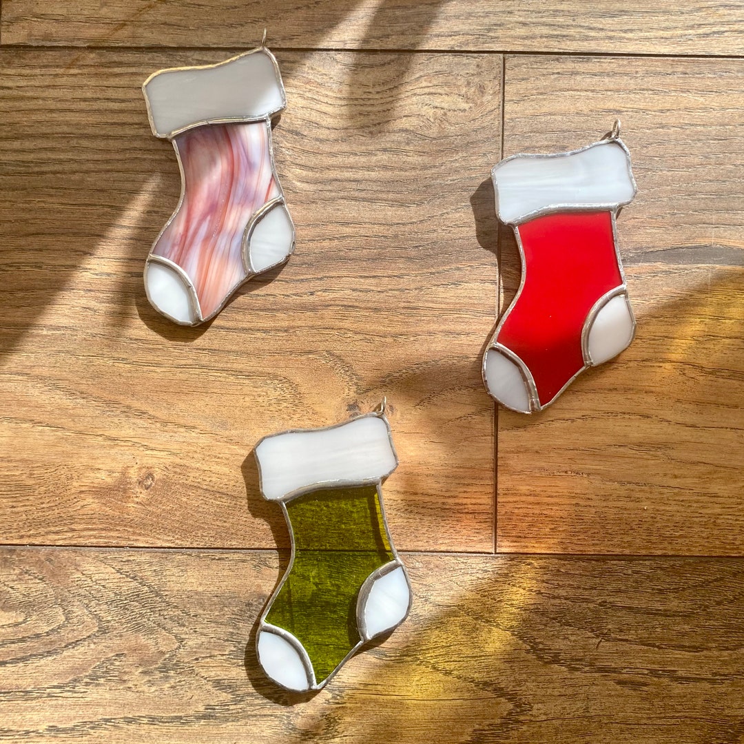 Handcrafted Stained Glass Stocking Christmas Ornament Etsy