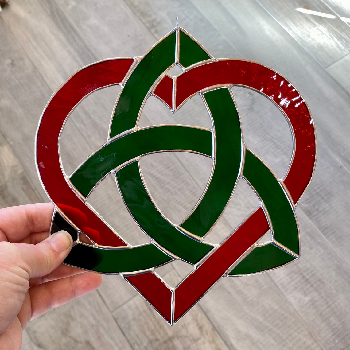 Celtichandcrafted Celtic Trinity Knot With Heart Stained Etsy
