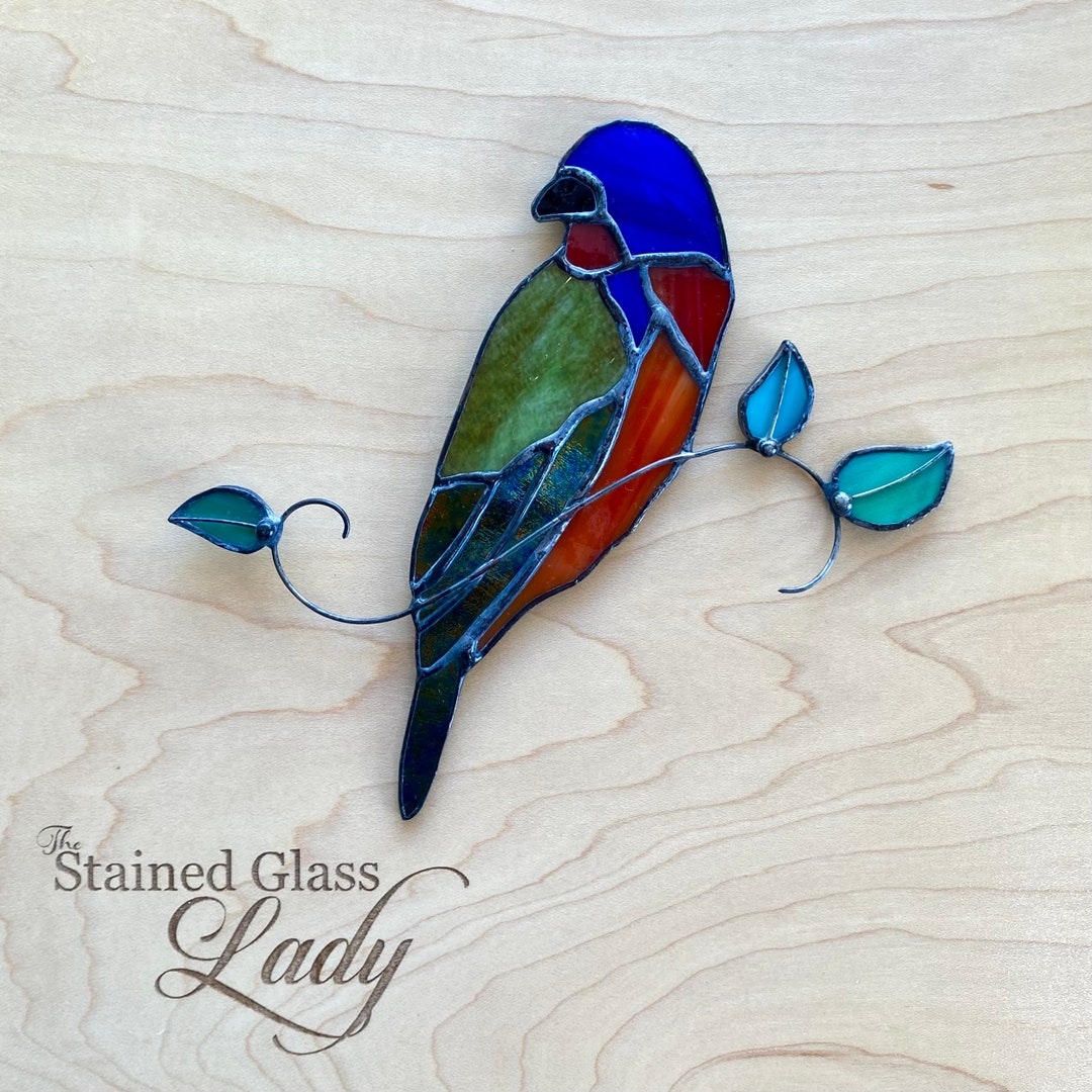 Handcrafted Stained Glass Painted Bunting Suncatcher, Unique Home Decor ...