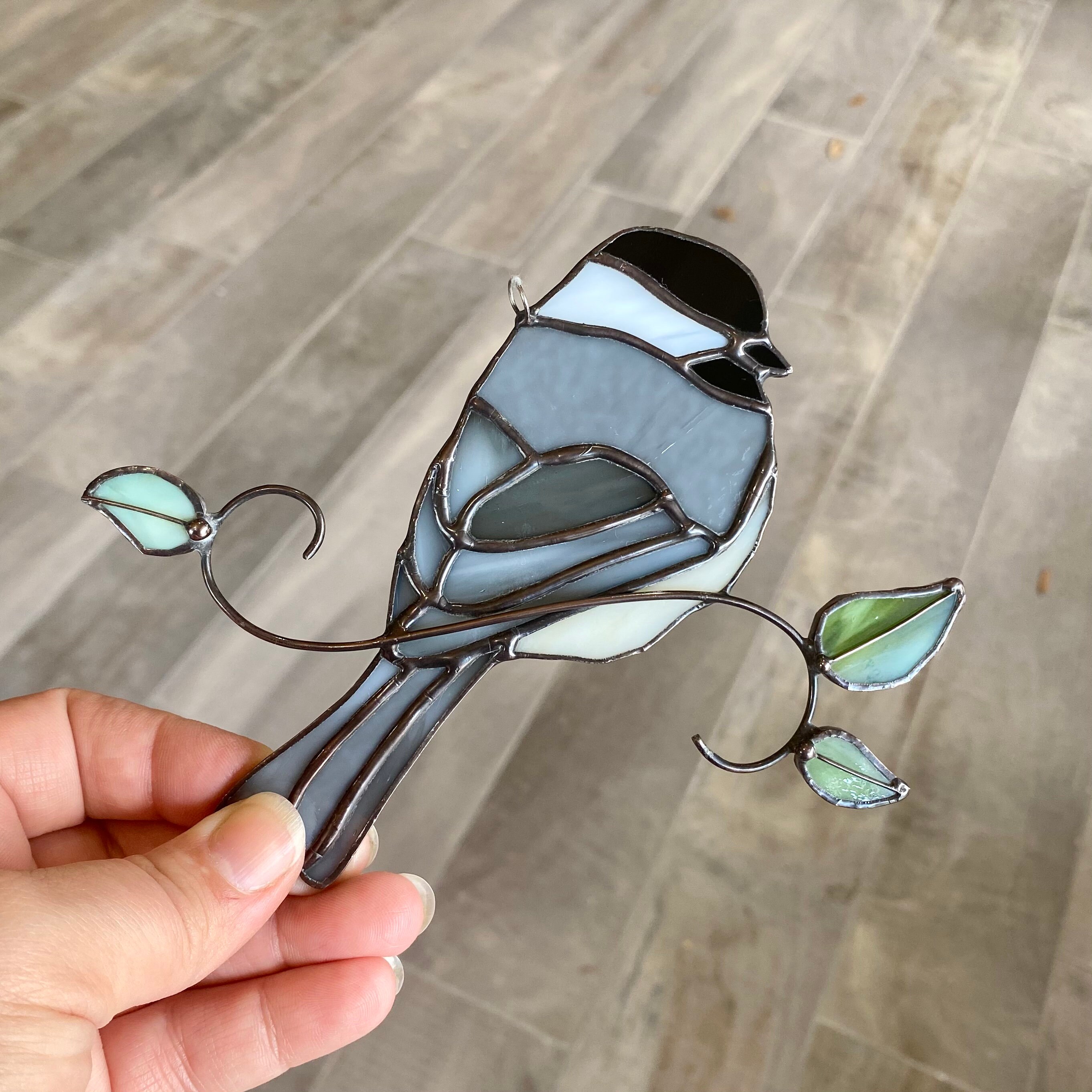 Handcrafted Stained Glass Chickadee Suncatcher Etsy
