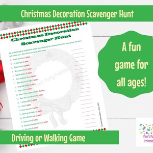 Christmas Decoration Scavenger Hunt Christmas Group Game Printable Game INSTANT DOWNLOAD image 1