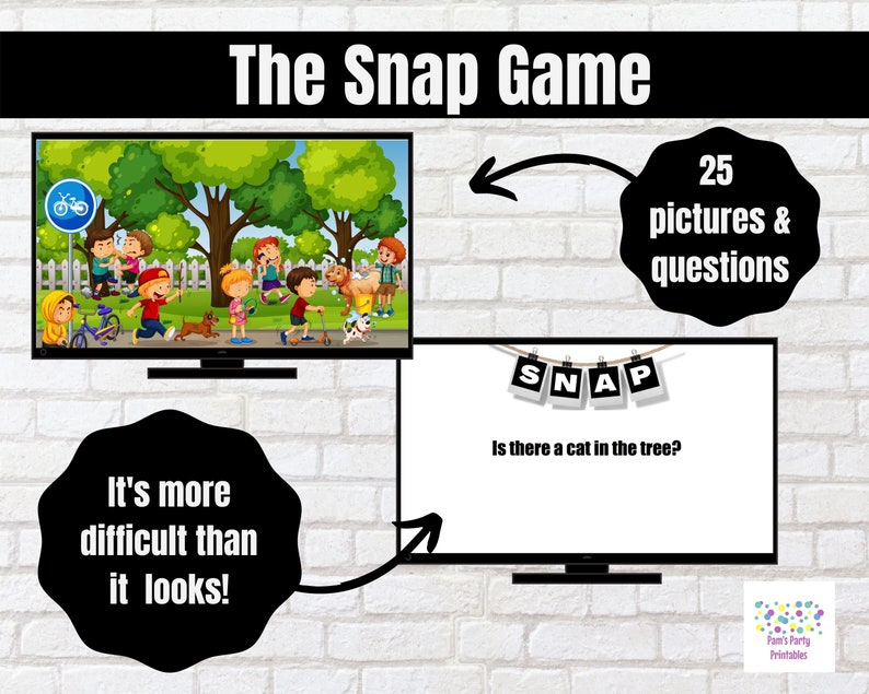 The Snap Anytime Memory Game Virtual Zoom or Large Screen Etsy