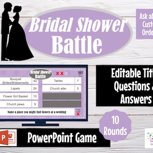 Virtual Game or Video in Person, Wedding Bridal Shower Battle, Editable PowerPoint Game, Customized Bridal Shower Party Game, Bachelorette