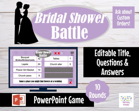 Virtual Game - Wedding Bridal Shower Battle Editable PowerPoint Game Customized Bridal Shower Party Game Bachelorette Il_570xn