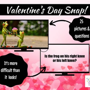 Valentine's Day Snap Memory Game Virtual Zoom Large Screen PowerPoint Game. Galentine's Party Game for Kids, Teens or Adults. Office Game image 4