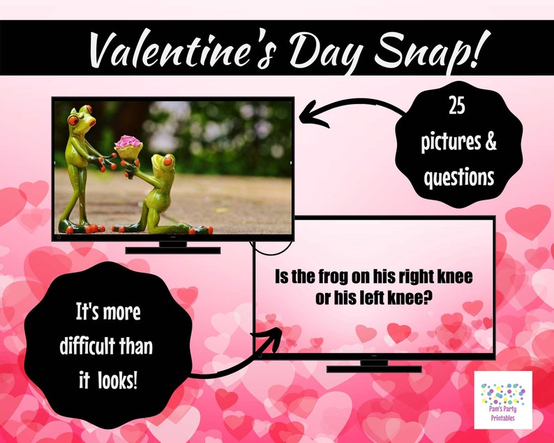 Valentine's Day Snap Memory Game Virtual Zoom Large Screen PowerPoint Game. Galentine's Party Game for Kids, Teens or Adults. Office Game image 4