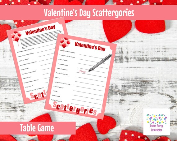 Valentine S Day Scattergories Printable Valentine S Etsy