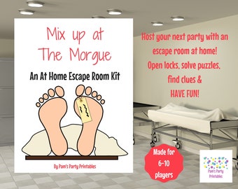 Mix up at the Morgue, At Home Escape Room, Halloween Escape, Escape Game at home, Real locks, unique, Halloween Teen, Halloween Adult Escape
