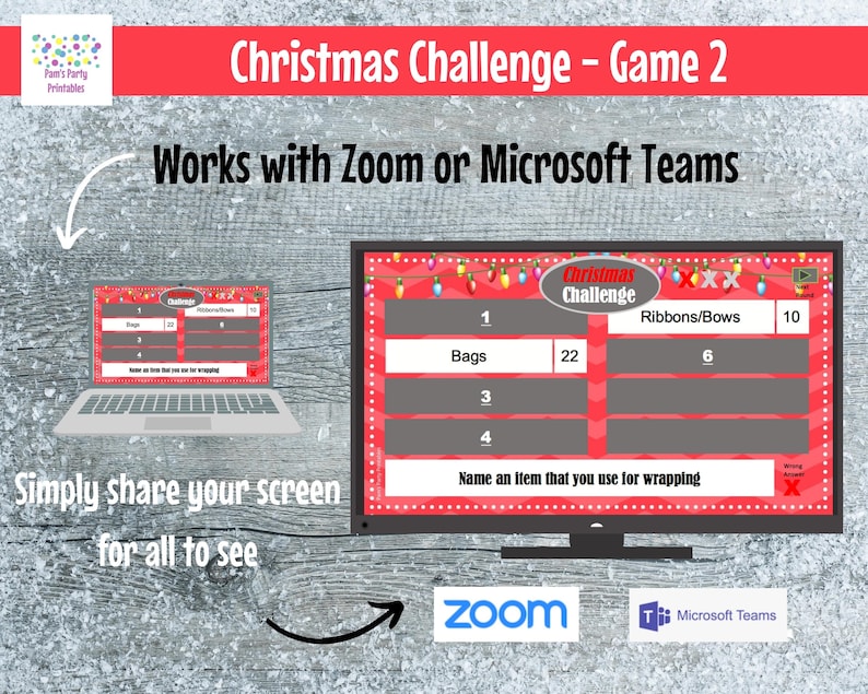 Virtual Game Christmas Challenge GAME 2 Interactive & Editable PowerPoint Game, Christmas Game, Party Game, Family Friendly, Classroom image 9