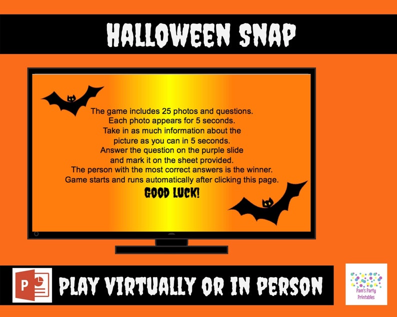 Halloween Snap Game Memory Game Virtual Large Screen Etsy