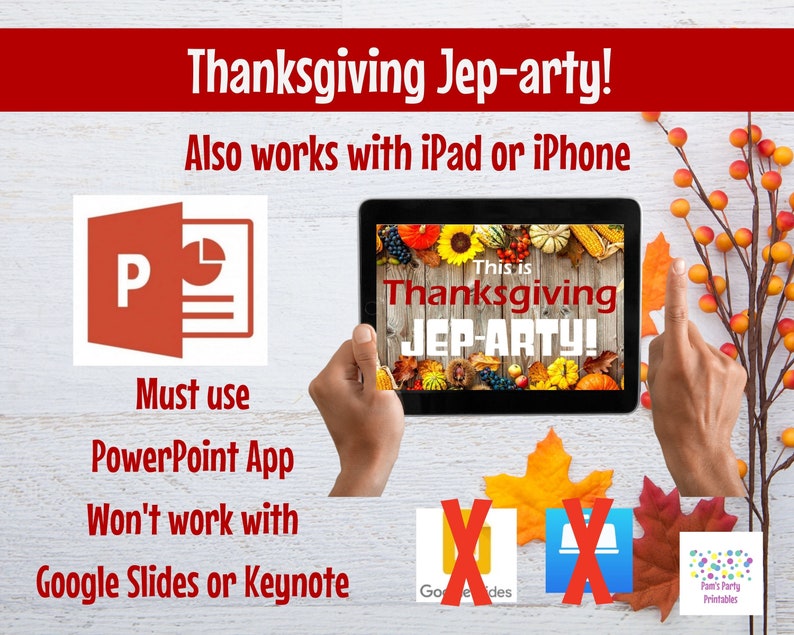 Thanksgiving Jep-arty, Friendsgiving Party Game, Thanksgiving Trivia, Game Show, Editable game, Virtual Game or Large Screen Game, Zoom image 9